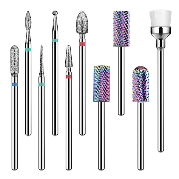 10 stycken nagelfräsbits i volframstål (silver), Professionell