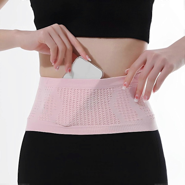 Multifunktionell Stickad Andningsbar Dold Midjeväska, Universellt Löparbälte, för Löpning och Utomhusbruk (Rosa, 35*13cm)
