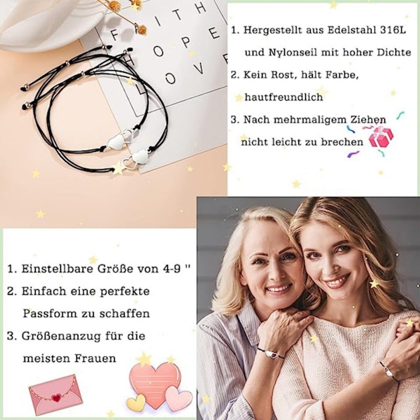 #Charm Armbånd Mor Datter Armbåndssæt 2 Personer Hjerteformet#