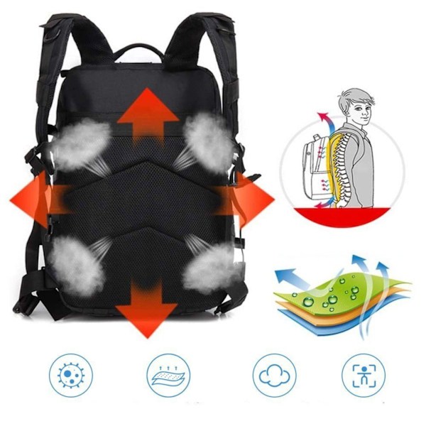 #Vandringsryggsäck 45L Taktisk Ryggsäck Män Lätt Camping Vandring#