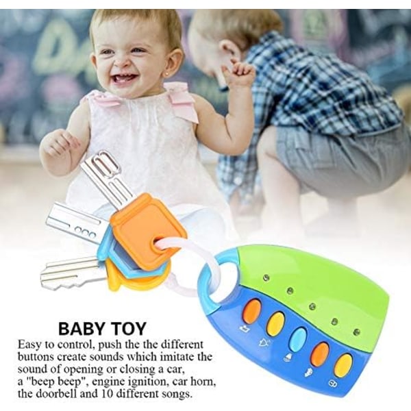 Bilnyckel pedagogisk leksak med ljud och ljus för baby och barn (