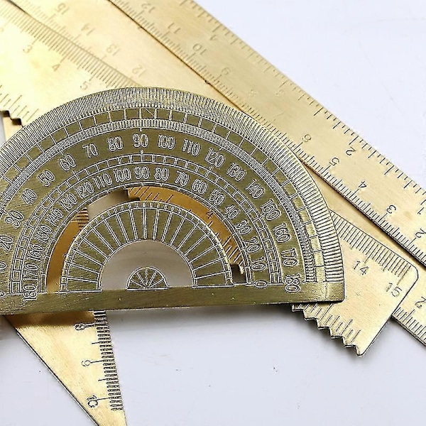 Mässing Matematik Geometri Verktyg Gyllene Linjal Gradmätare Triangellinjal Mätning Utbildningsverktyg Studentmaterial Ritverktyg För Arkitekter E