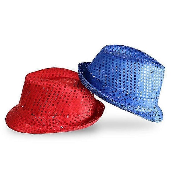 LED lampe med 9 farver, pailletter, performance jazzhat til voksne (kongeblå) 1 stk.
