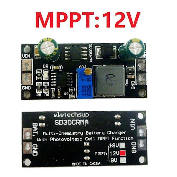 MPPT Solpanelregulator med 1A Utgång för Litiumjonbatterier