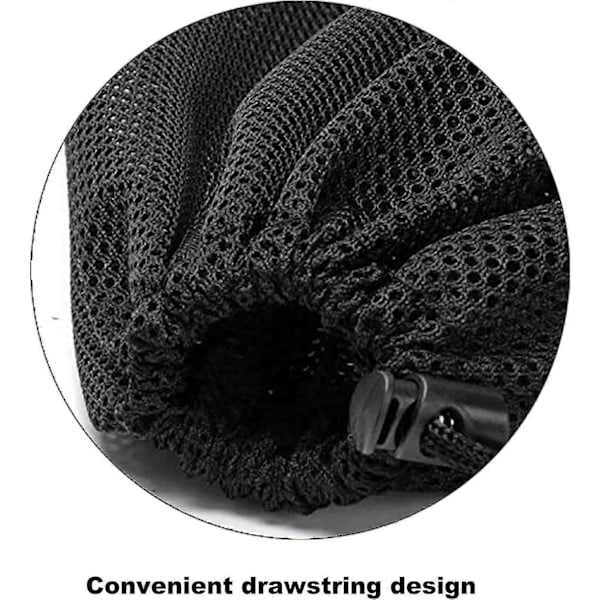 Dam Pumpe Mesh Pose 2 Pakker 31cm x 40cm Pumpe Barriere Pose med Snøring, Svarte Svømmebassengposer for Dam Biofiltre, Akvarium Filtrering