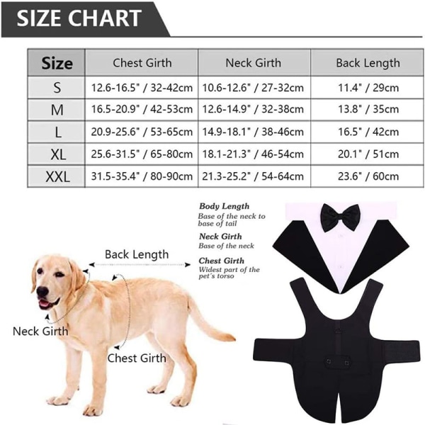 Tuxedo Kostume til Små og Mellemstore Hunde, (L) Hvalpe Hund Skjorte Form