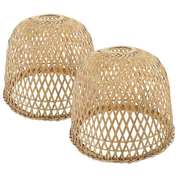 2 stk. Lampeskjermer i Bambus, Rustikk Lampeskjerm for Hengende Lampe, Pendellampe