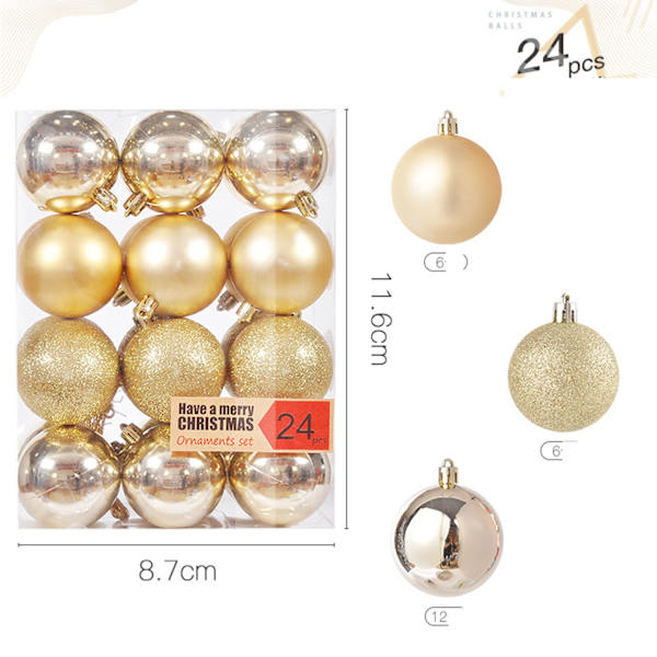 #24 stycken gyllene julgranskulor 3 cm#