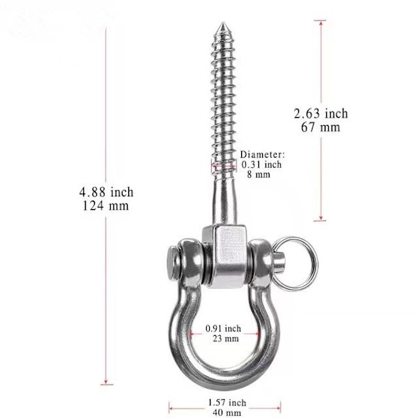 2 stk. Skruekrok, Heavy Duty 304 Rustfritt Stål 180° Tak