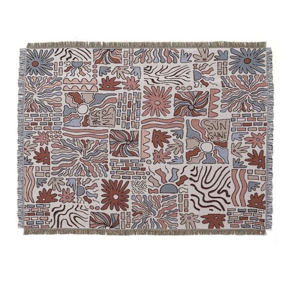 1 Stk. 160x130cm Strikket Plaid Tæppe Dekoreret med Frynser Bo