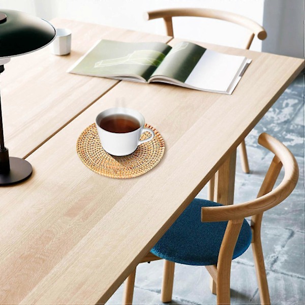 4 stk. Rattan Gryteunderlag for Varme Retter - Isolerte Varmebrikker, Slitesterk Gryteklut for Bord, Varmebestandig