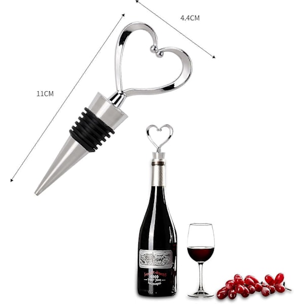 Set med 5 hjärtformade vinkorkar för vinflaskor, champagne, ölflaskor
