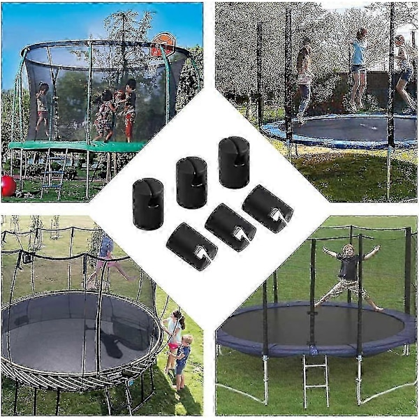 Trampolinstang Hætte Indhegning G Formet Stang Hætte Trampolinskal Stanghætte Med Skrue Til Flad Stålplade Topring System (1 sæt med 6 stk., sort) g20242733