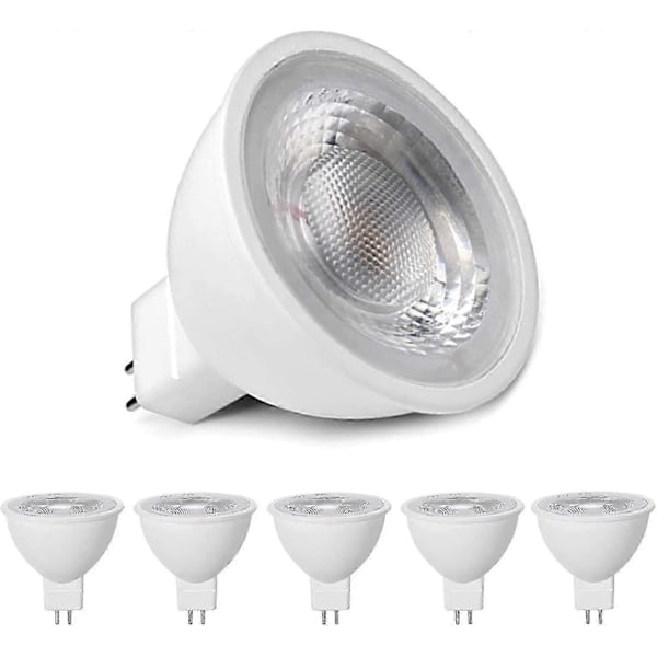 5 st Mr16 LED-lampor Varmvit 3000k, Mr16 Gu5.3 LED 5w Ersättning för 50w 40w Halogenlampa, 500lm, AC/DC 12v Reflektor LED-lampor, Inget Flimmer, Ej Dimbar
