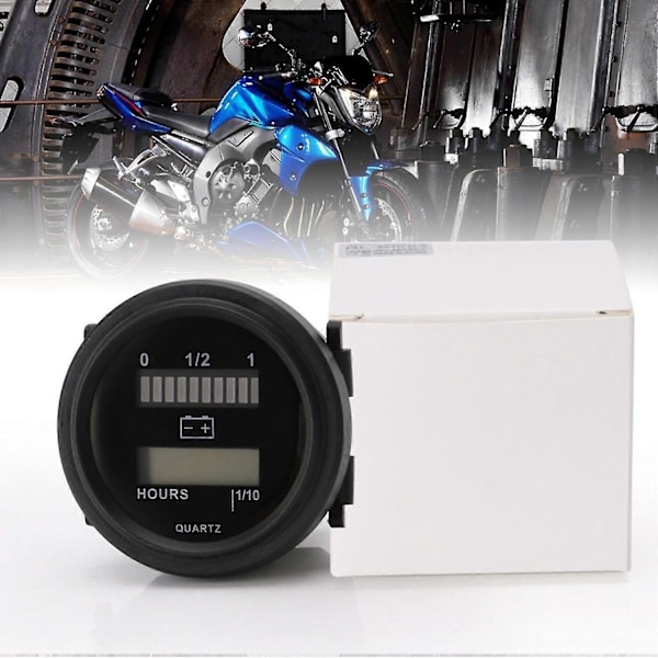 Digital LCD Timräknare med LED Batteriindikator Mätare 12V 24V 36V 48V 72V