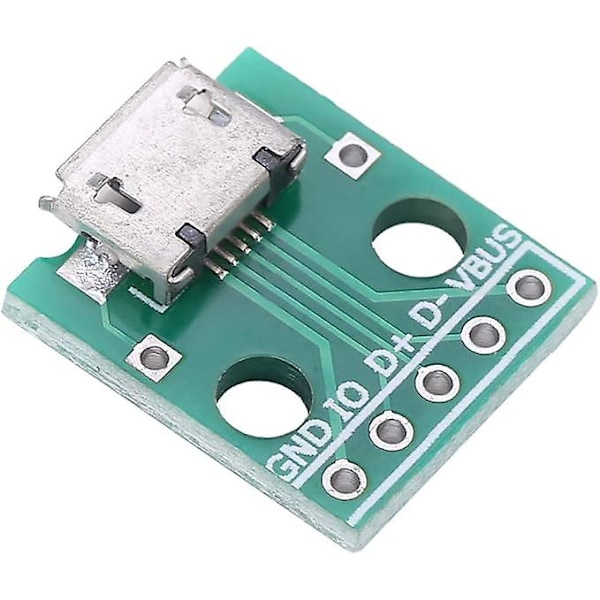 10 st Micro USB till DIP Hona Adapter 5 2.54mm Pitch-Micro USB Lödning (Grön)