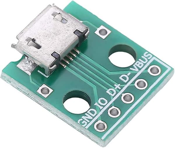10 stk. Micro USB til Dip Hunn Adapter 5 2,54 mm Pitch-Micro USB Lodding (Grønn)