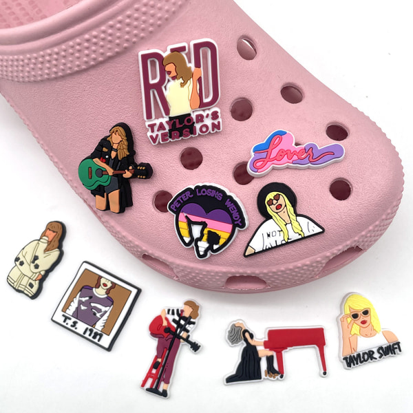 10 stk. 3D Clog-sandaler Ornamenter (Taylor Swift), Skocharms, Klip