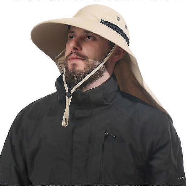 Solhatt för utomhusbruk Anti-UV Skyddande Jakt Hatt med Nackskydd (Khaki)