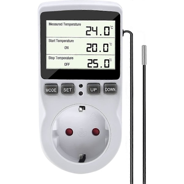 Termostatuttag med sensor, digitalt timeruttag, programmerbar digital timer, värmetermostatuttag, akvarium