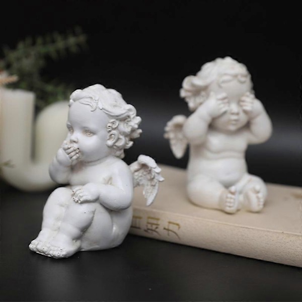 Sæt med 3 Keruber Engle Resin Have Statue Figur, Indendørs Udendørs