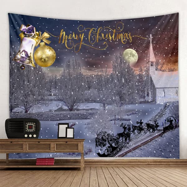 /#/90cm*60cm，Tapestry Christmas Snow Background Fabric/#/