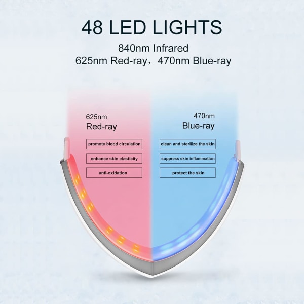 V-formet ansiktsløftende hake V-linje oppløftingsbelte Rød Blå LED med fjernkontroll
