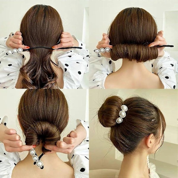 Magic Bun, 2 stycken Hårband för knut, Knut, Donut Bun Maker Frisyr, Hårklämma i tyg, Knutaccessoar, Hårknut, Håraccessoar, Återanvändbar Knutmakare, D