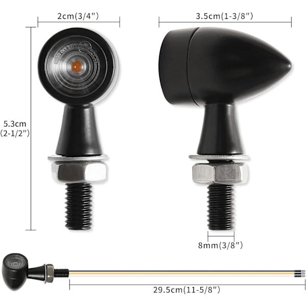 /#/12V LED-moottoripyörän vilkut, 2 kpl Mini-vilkkuvalot/#/