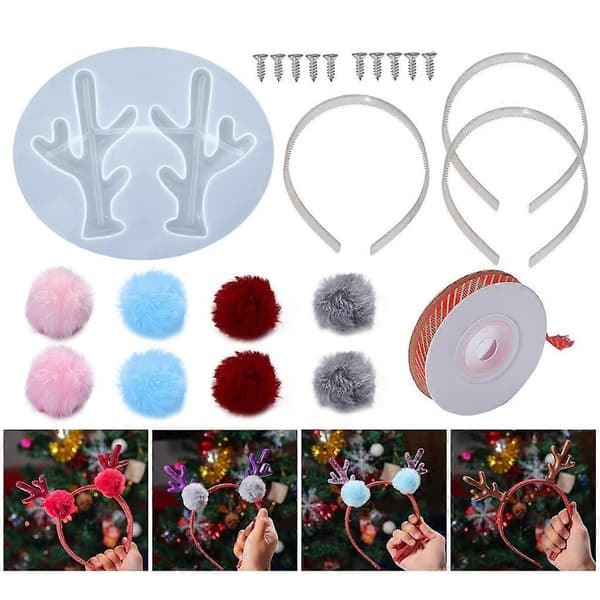 Blank Silikonhartsformar Trädgren Älg Hårnål Form DIY Nyckelringsformar