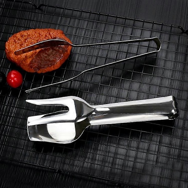 2 stk. matklyper i rustfritt stål, grill- og konditorverktøy, grillklyper i rustfritt stål, kakeklyper, bakeutstyr, grillklyper
