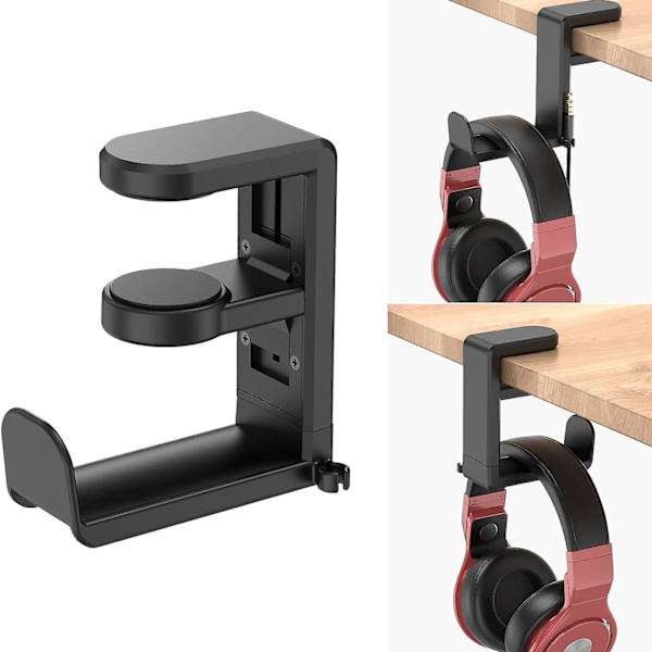 Hodetelefonstativ, Justerbar Hodetelefonholder, Hodetelefonholder for Skrivebord, Universell Hodetelefonholder, Gaming Hodetelefonholder, med 360 Rotasjon og