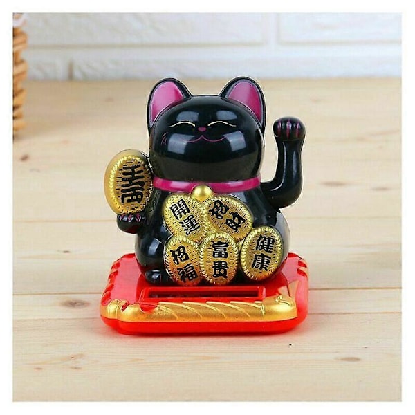 Solar Lucky Cat Statue og Anden Dekorativ Genstand med Vinkende Arm Kat Maneki Ne