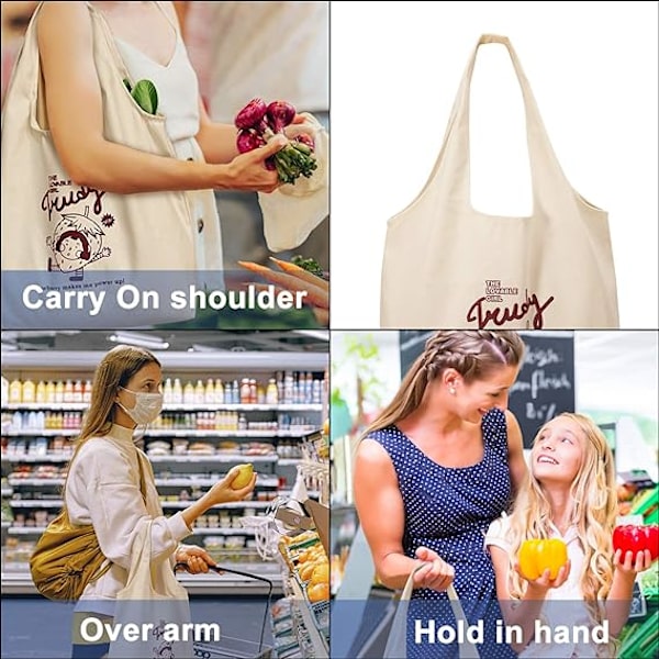 /#/Jordbær Print Lærred Tote Taske (38 x 31cm), Tote Taske til Kvinder/#/