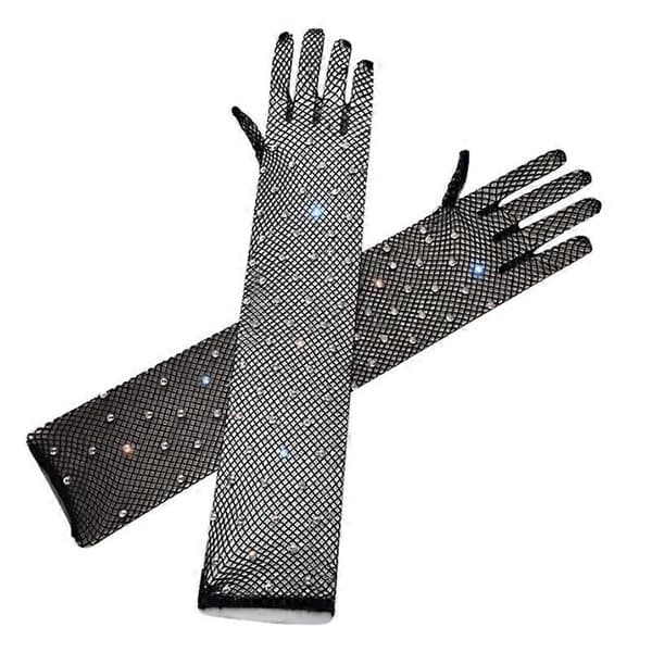 Dam Håliga Handskar Bröllopsfest Brud Vantar Skir Mesh Hel Finger Handskar