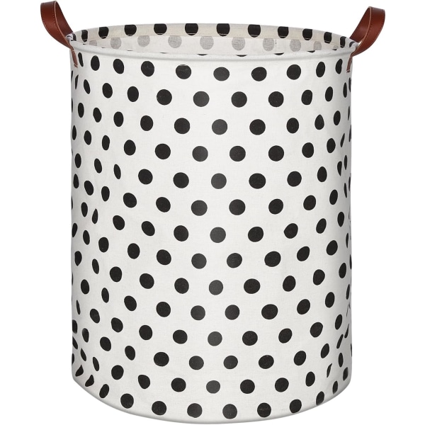 Fällbar tvättkorg med handtag - Svart prick 40x50cm, Stor