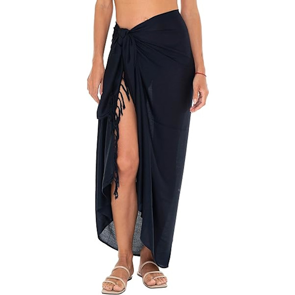 # one size - svart Sarong/pareo - för kvinnor - strandlook - att bära över baddräkten#