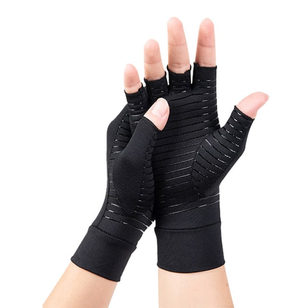 #Copper fiber half-finger pressure gloves, outdoor cycling gloves,L#