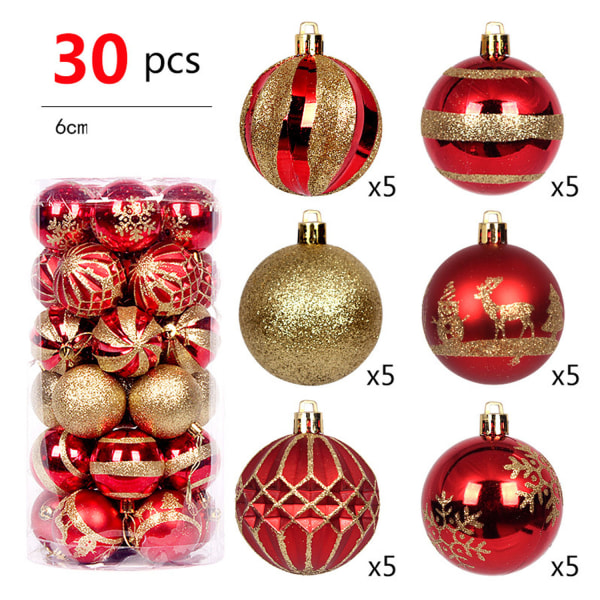 #Red 30 pieces Christmas balls 6cm#