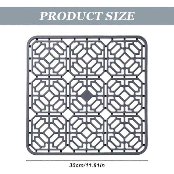 Silikon Vaskematte: Vaskeavløpsmatte 30 x 30 cm Dreneringsmatte Oppvask Rektangulær Matte Kjøkkenvaskmatte, for Bestikk, Frukt og Grønnsaker
