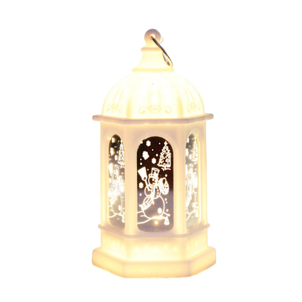 Retro LED Jul Flamma Nattlampa Med Hängande Ring Snögubbe Julgran Element Livfull Färg Jullampa Gåva KaesiWhite