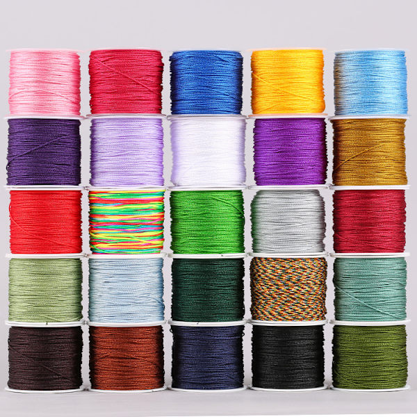 #(180m) 1mm Nylon Håndstrikk Garn til DIY Halskæde Smykkefremstilling Sort#