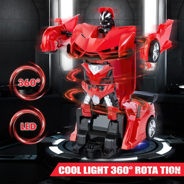 (Röd) 2-i-1 Fjärrstyrd Robotbil, 1:18 Transformer Leksakspresent