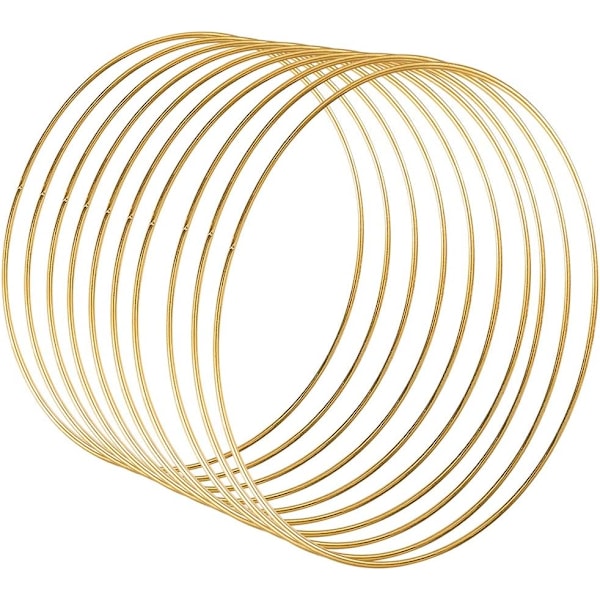 *10 st 25 cm metallring Macrame blommig guld metallkrans*