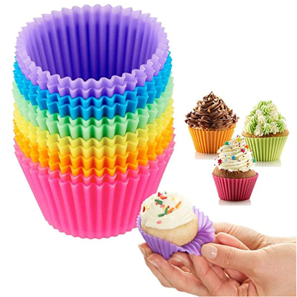 24 stycken 7 cm silikonmuffinsformar i silikon, bakform för kakor