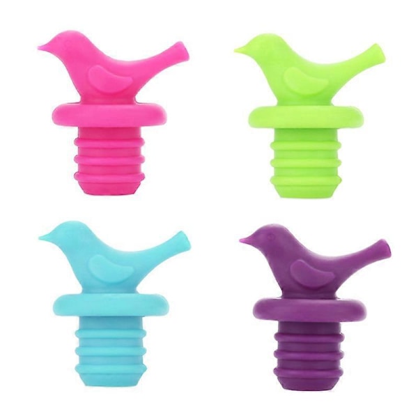 Vinkork vinpropp 4 stycken kreativ fågelformad design vinpropp silikon vinkork propp lock flasklock flaskpropp vinhällare propp