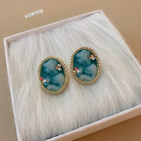 925 sølv nål harpiks retro rhinestone præget portræt e