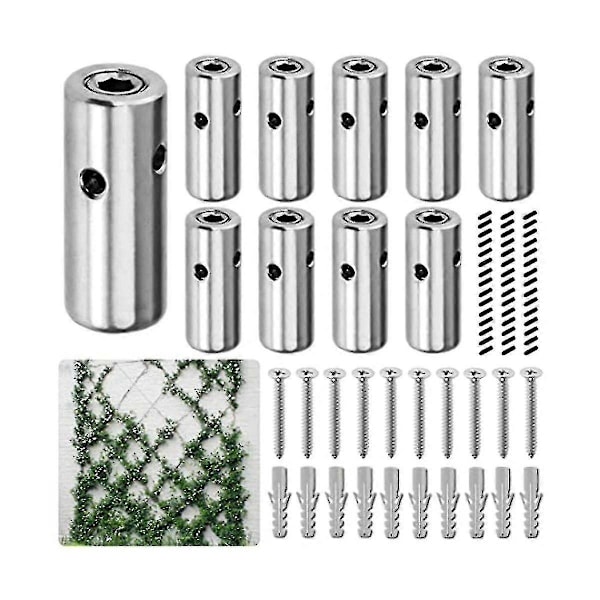 1 Sæt Wire Espalier til Klatreplanter Udendørs, 316 Rustfrit Stål Fastgørelse, Grøn Væg Wire Espalier Kit B -ys