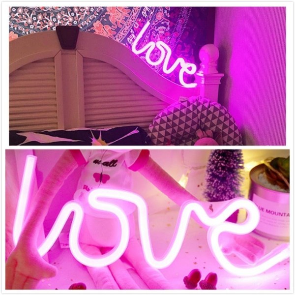 Neon Love Skilt Lys LED Love Dekorativ Kunst Marquee Skilt - Vegg