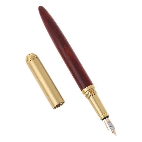 Vintage Lyx Trä Koppar Fontän Signatur Pen Fine Nib 0,7 mm skrivverktyg